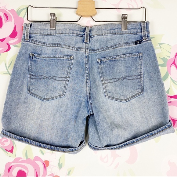 Lucky Brand Light Wash The Roll Up Boho Embroidered Denim Jean Shorts 26 - Picture 4 of 7